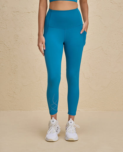 Nykd By Nykaa High Rise Legging with Reflective Print -NYK299-Teal