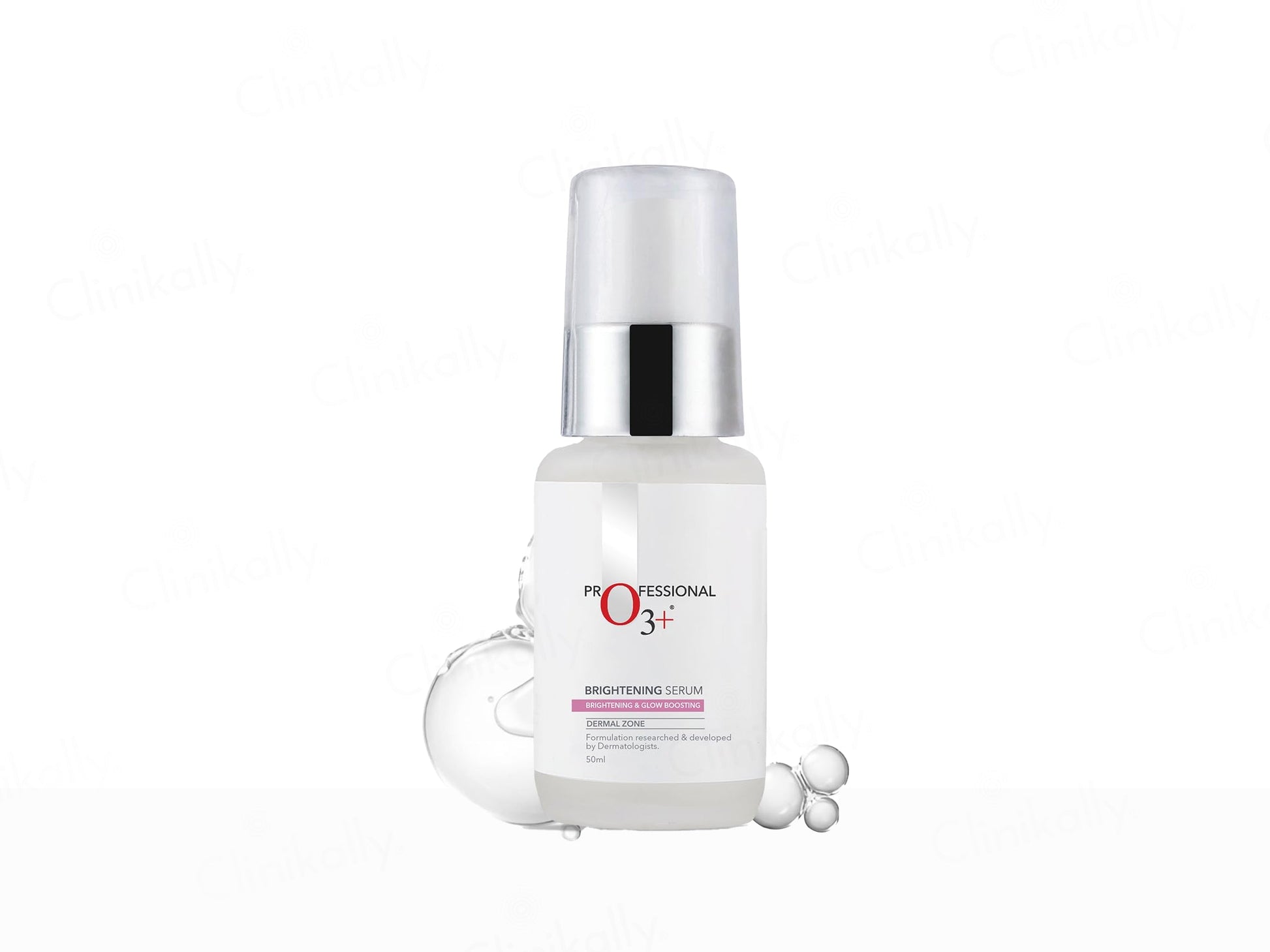 Skincare serum bottle with dropper on a white background