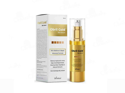 Obril Gold skin serum with packaging on a white background