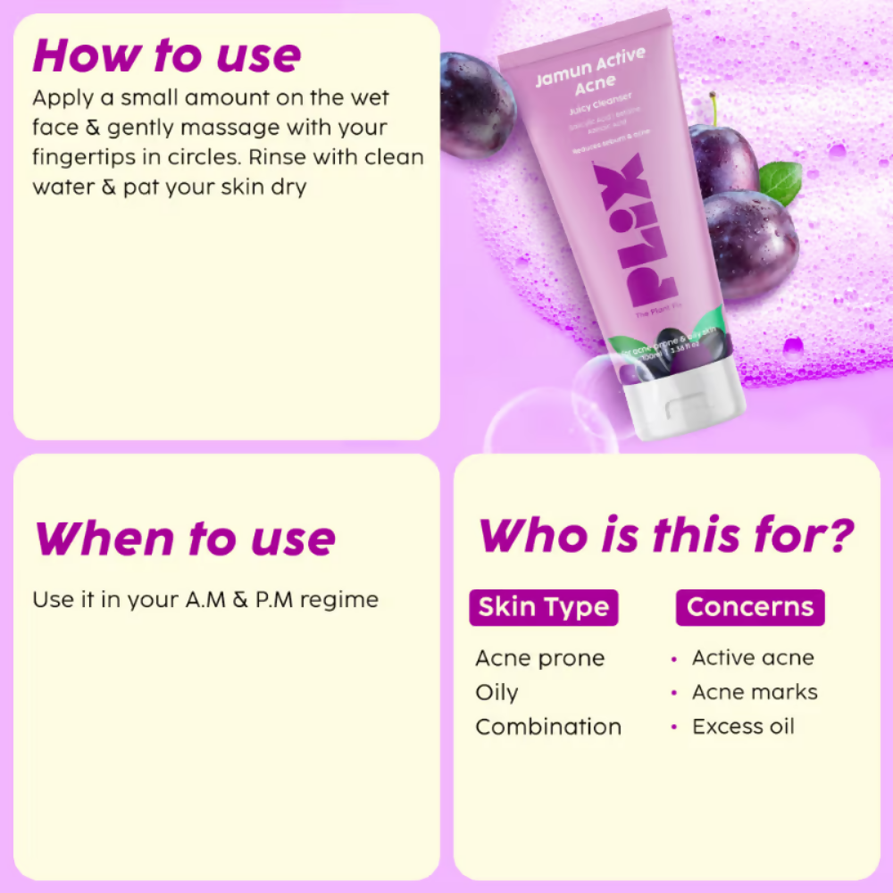 PLIX The Plant Fix Jamun Active Acne Regime With Cleanser & Toner