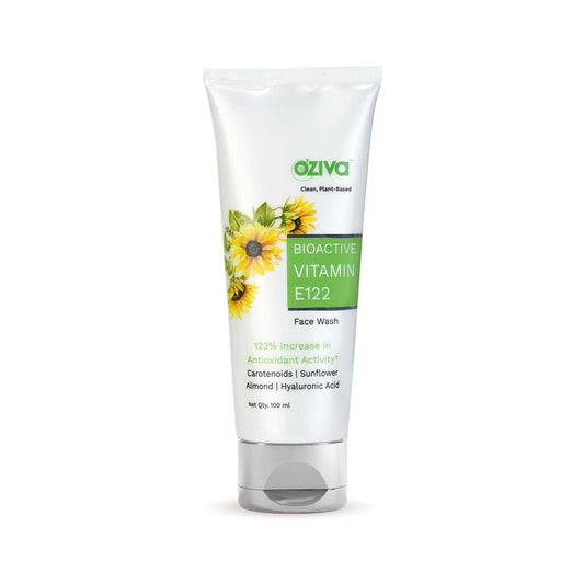 Oziva Bioactive Vitamin E122 Face Wash tube on a white background