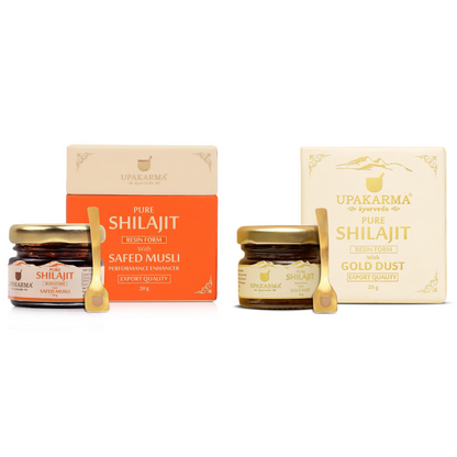 Upakarma Ayurveda Pure SJ Resin with Safed Musli & Pure SJ Resin with Gold Dust Combo