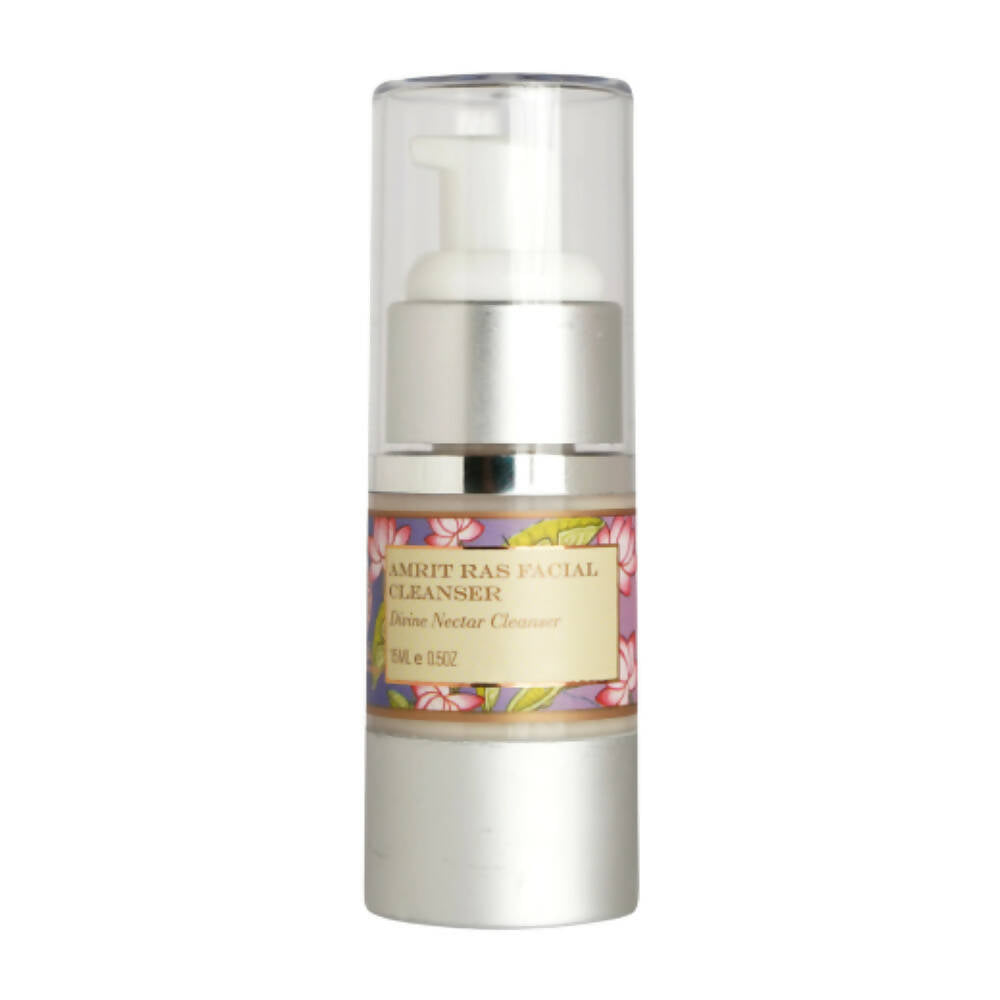 Skincare bottle with floral label on a white background