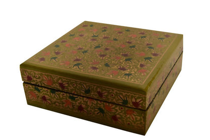 Nizalia Chinar Leaf Embossed Sea Green Paper Mache Square Coasters - Limited Time Offer