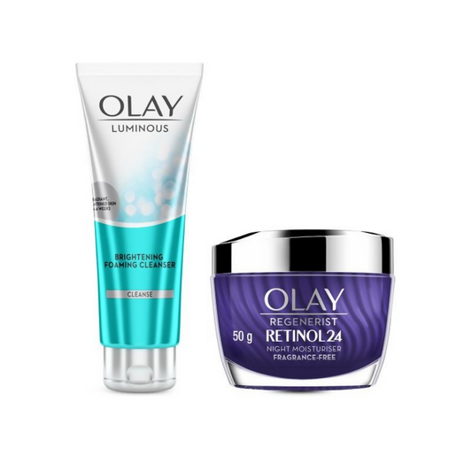 Olay Retinol Kit For Overnight Repair, Anti-Ageing Night Cream With Cleanser