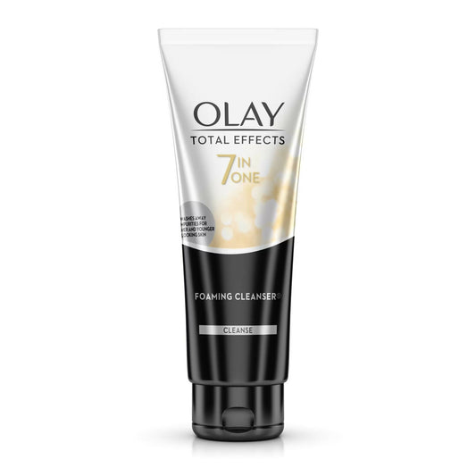 Olay Total Effects foaming cleanser tube on a white background