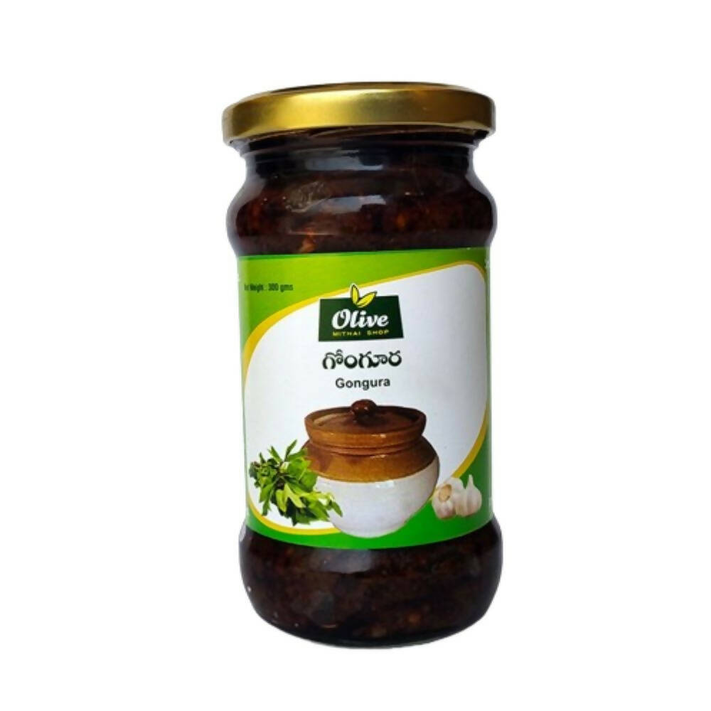 Jar of Olive Gongura on a white background