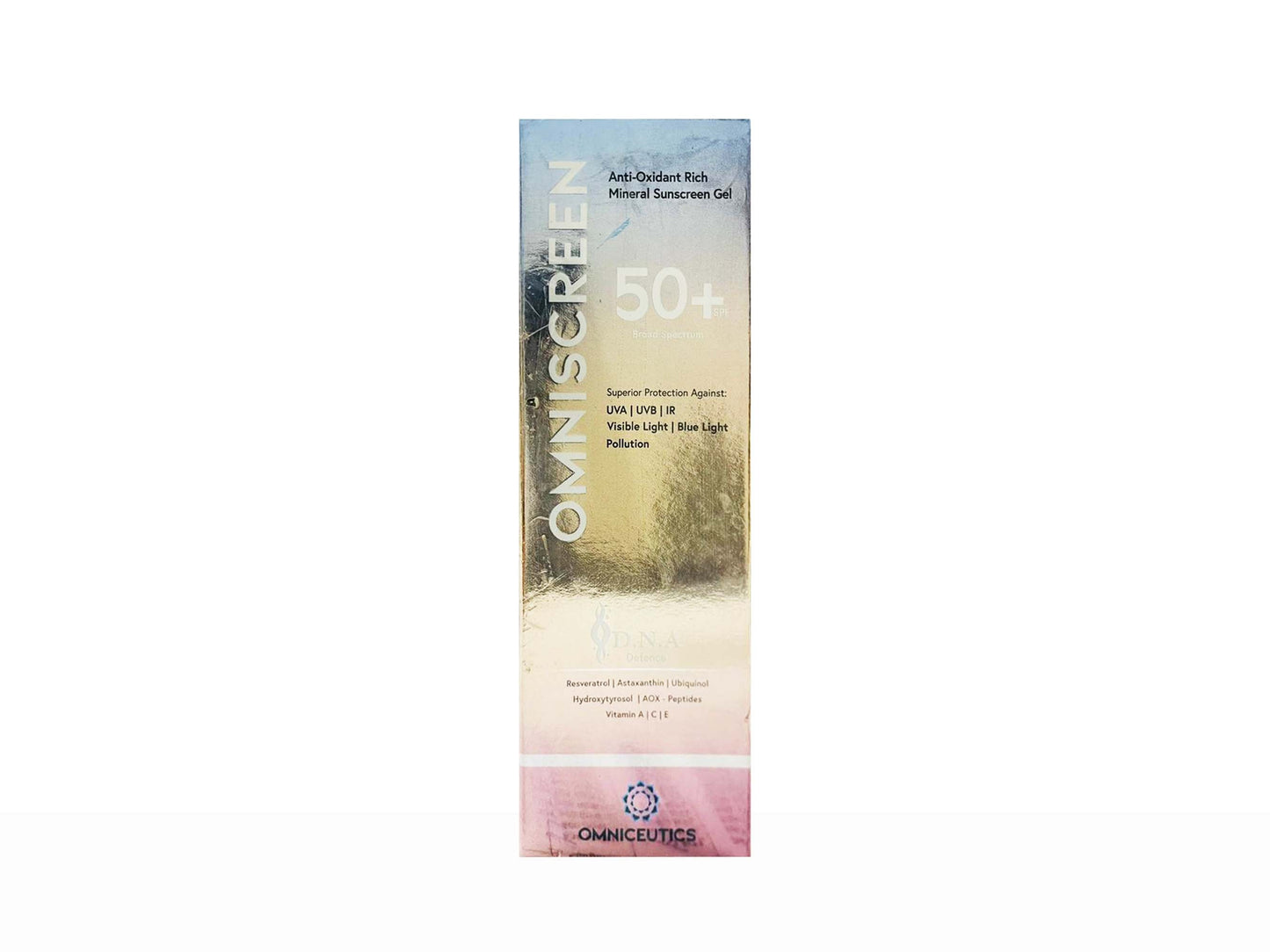 Omniscreen sunscreen packaging on a white background