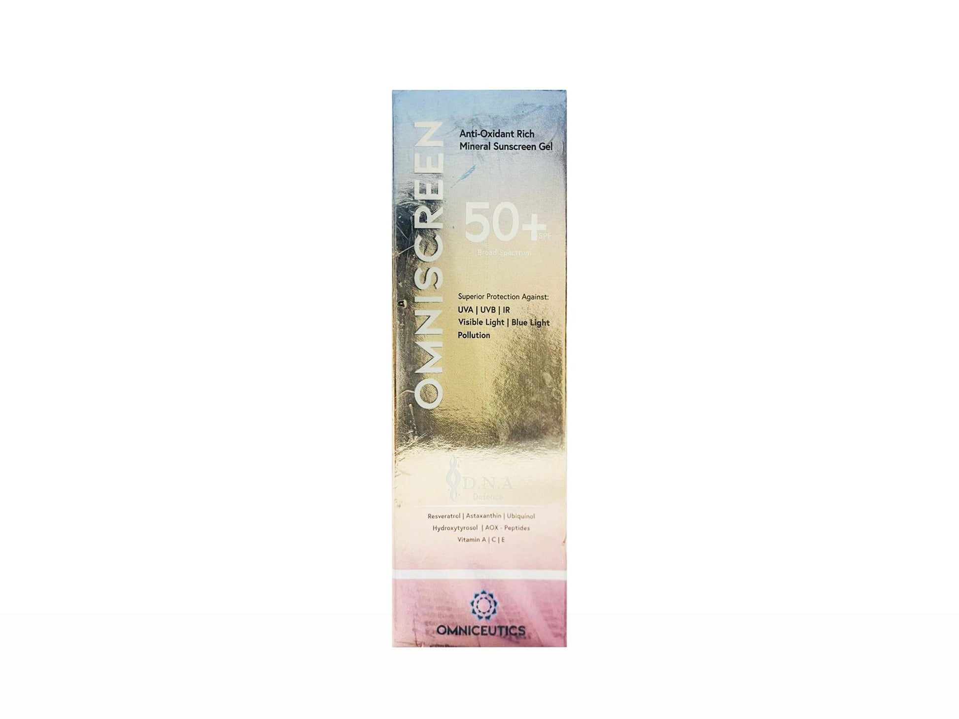 Omniscreen sunscreen packaging on a white background