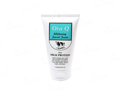 Ora Q Whitening Facial Foam tube on a white background