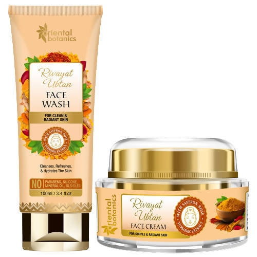 Oriental Botanics Rivayat Utlan Face Wash and Face Cream set on a white background