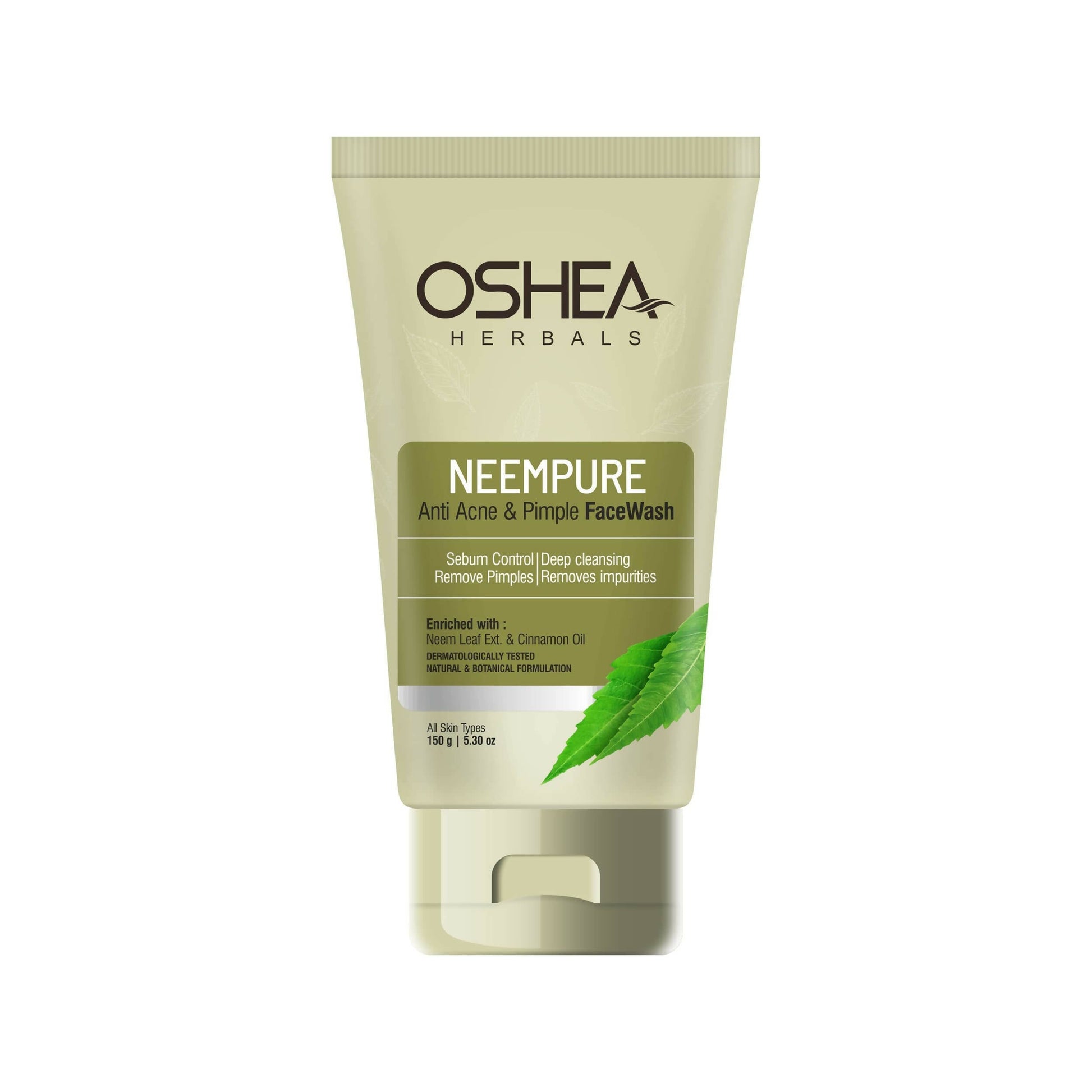 Osho Herbals Neempure Anti Acne & Pimple Face Wash tube on a white background