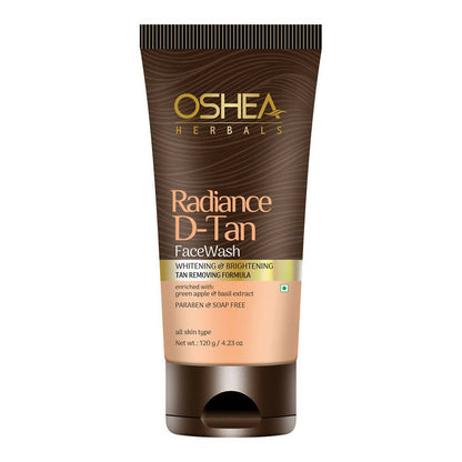 Oshea Herbals Radiance D-Tan Face Wash tube on a white background