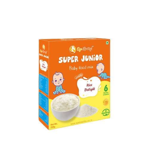 Box of Super Junior baby food mix on a white background
