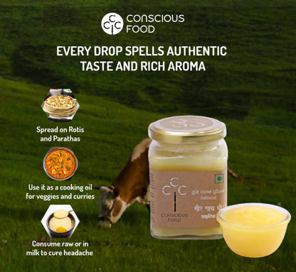 Conscious Food A2 Gir Cow Ghee (Bilona Preparation) | 100% Gir Cow Ghee | Homemade & Organic Ghee