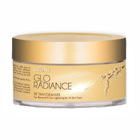 Glo Radiance de tan cleanser jar on a white background