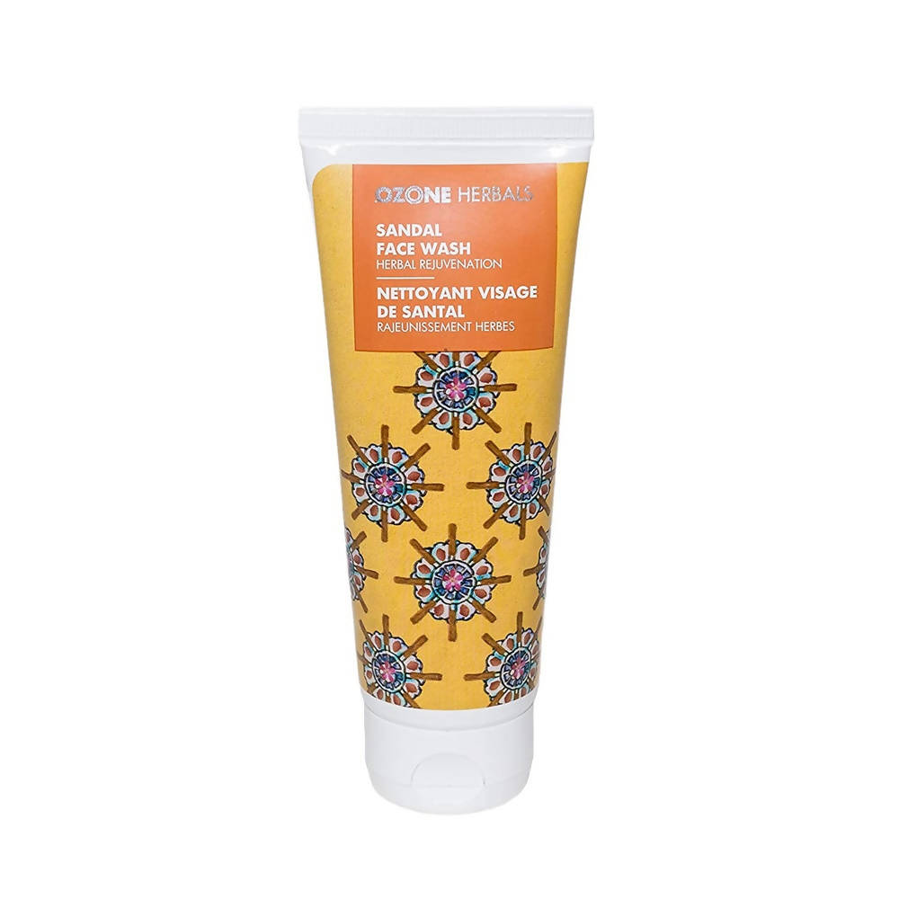 Tube of Ozone Herbals Sandal Face Wash on a white background