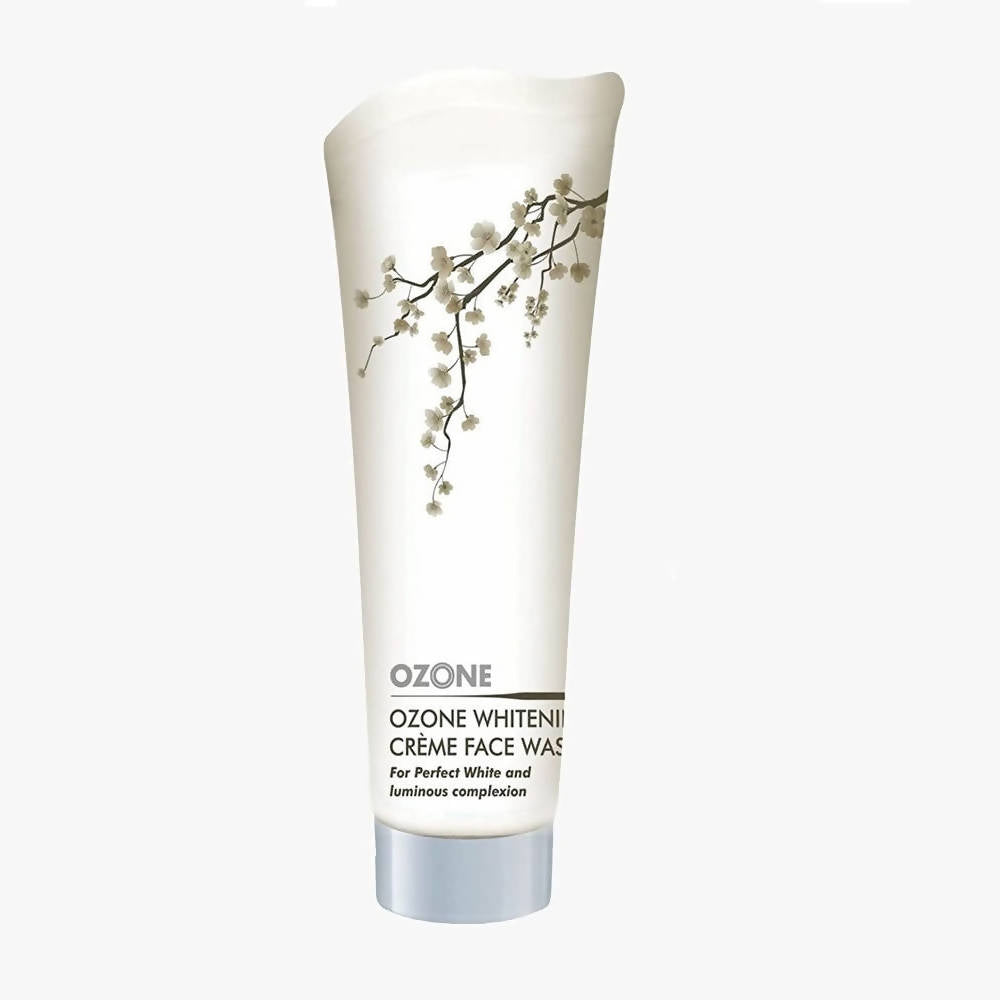 Ozone Whitening Crème Face Wash tube with floral design on a white background
