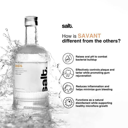 Salt. Oral Care Savant Mouthwash Advanced Gum Protection - Chamomile Mint Flavor