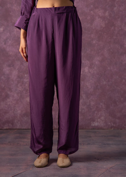 Juniper Viscose Purple Embellished Tunic And Pant Co-Ord Set With Bead Details