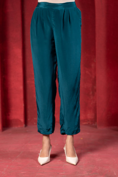 Juniper Teal Embellished Viscose Co-Ord Set With Bead Detailing