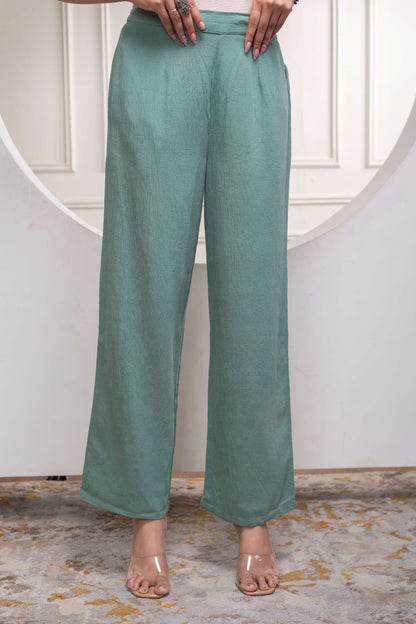 Juniper Sage Green Embellished Viscose Co-Ord Set With Bead Details