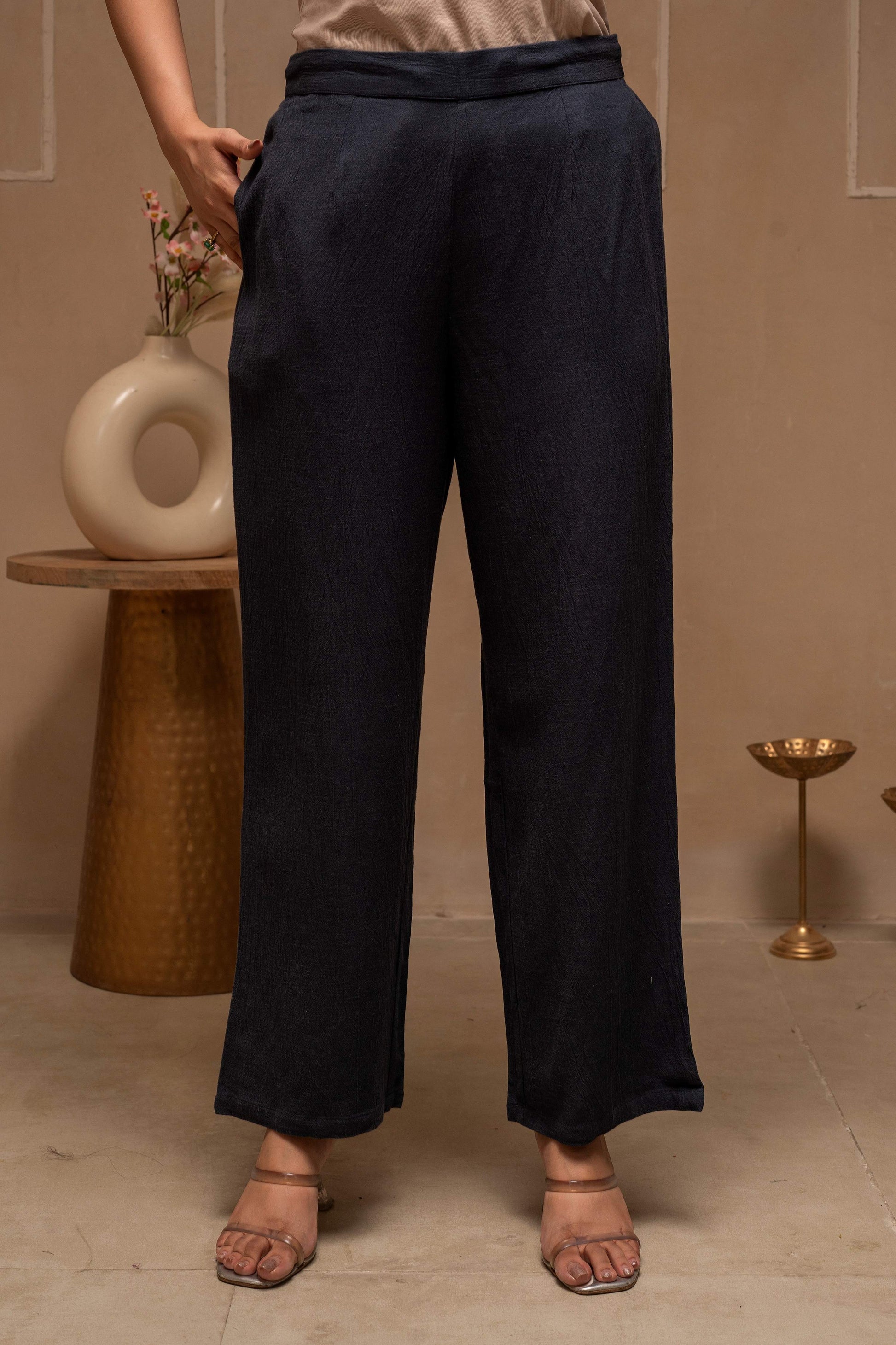 Juniper Grey Embroidered Viscose Co-Ord Set With Thread Work Detailing