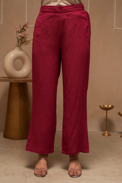Juniper Rose Pink Embroidered Viscose Co-Ord Set With Thread Work Detailing
