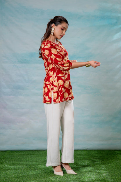 Juniper Pink Floral Printed Viscose Tunic