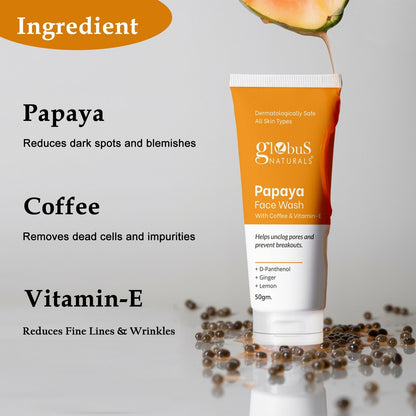 Globus Naturals Papaya Face Wash with Coffee & Vitamin-E