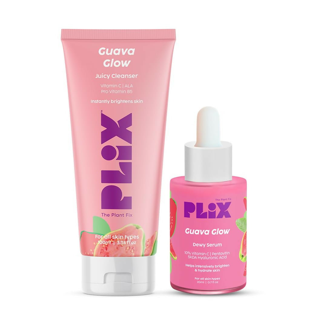 Two pink skincare products from Plix on a white background