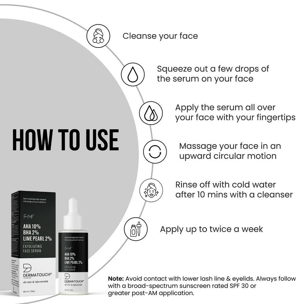 Dermatouch AHA 10%, BHA 2%, Lime Pearl 2% Exfoliating Face Serum
