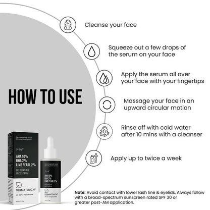 Dermatouch AHA 10%, BHA 2%, Lime Pearl 2% Exfoliating Face Serum