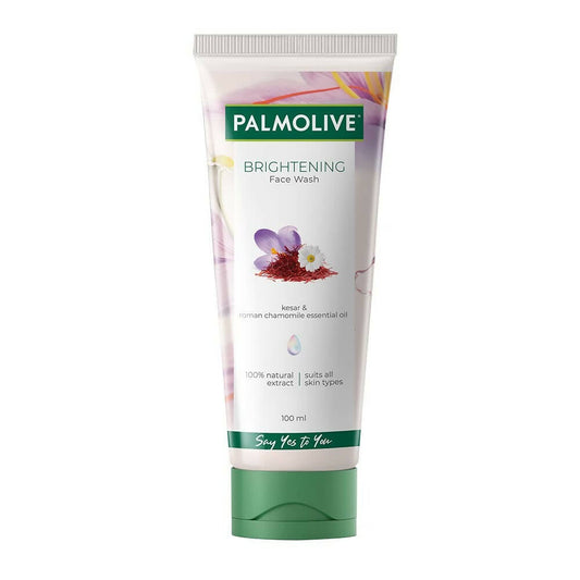 Palmolive brightening face wash tube on a white background