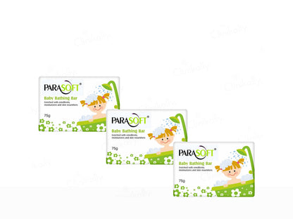 Three packages of Parasoft baby bathing bar on a white background