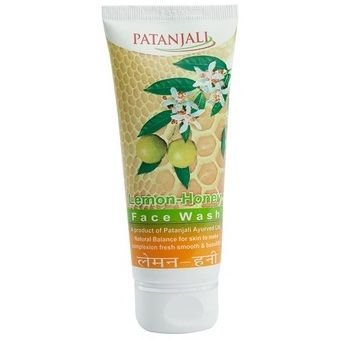 Patanjali Lemon Honey Face Wash tube on a white background