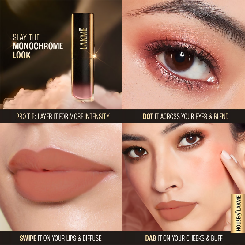 Lakme Xtraordin-Airy One-And-Done Lip, Eye & Cheek Tint - Dusty Rose
