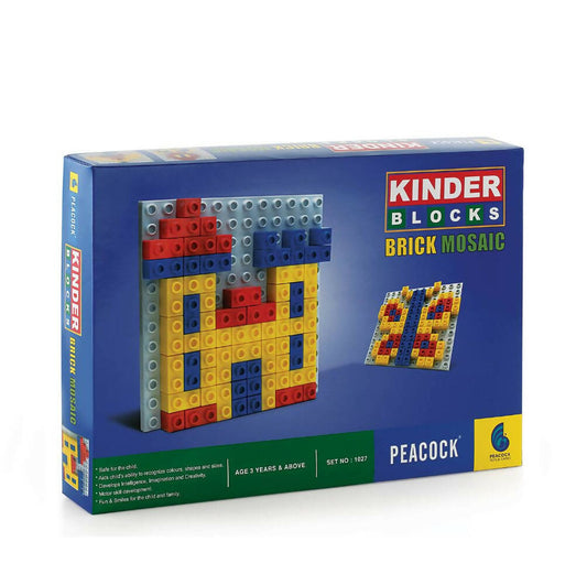 Kinder Blocks Brick Mosaic toy set packaging with colorful building blocks and brand logo.