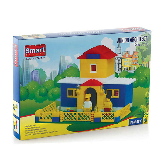 Smart Junior Architect toy set packaging with colorful house model on a white background