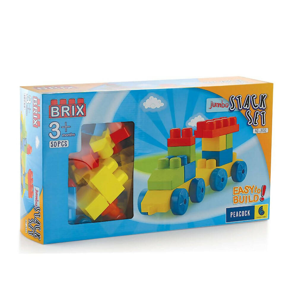 Brixx Jumbo Stack Set packaging with colorful building blocks and branding on a white background