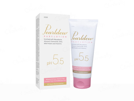 Pearldew pH 5.5 skincare product packaging on a white background