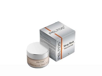 Peltos skincare product jar and box on a white background