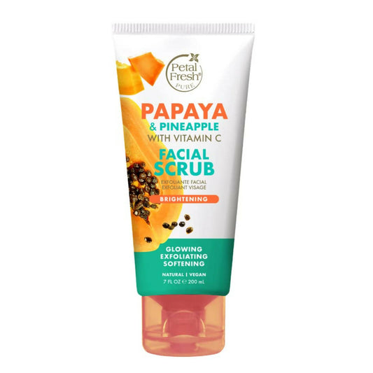 Tube of Papaya & Pineapple Facial Scrub with Vitamin C by Peta Fresh on a white background