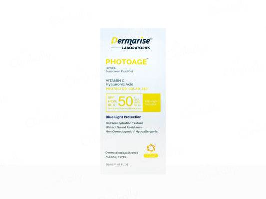 Dermarise Photoage sunscreen packaging on a white background