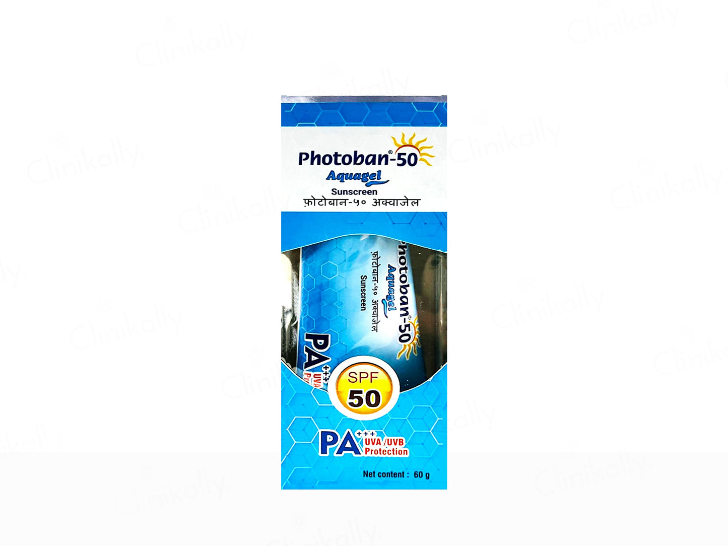 Packaged product with SPF 50 label on a white background