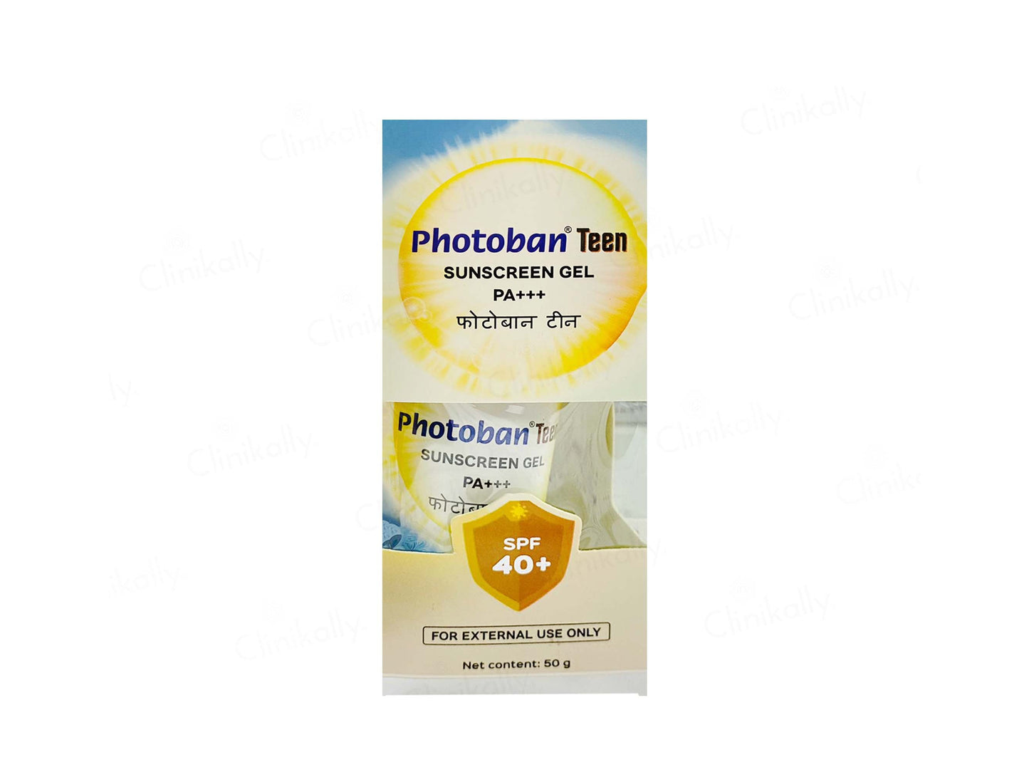 Photoban Teen sunscreen gel packaging on a white background