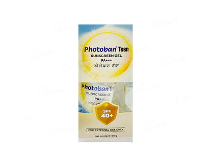 Photoban Teen sunscreen gel packaging on a white background