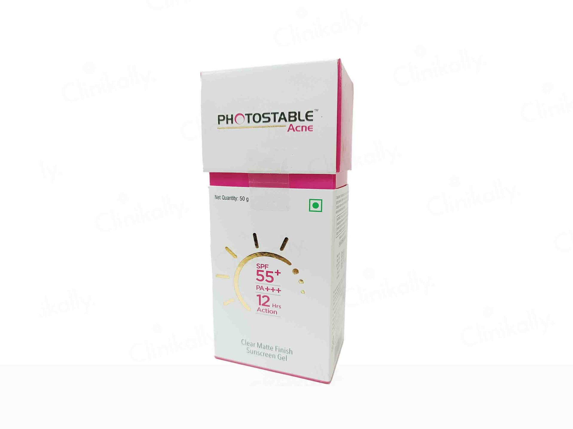 Photostable Acne treatment packaging on a white background