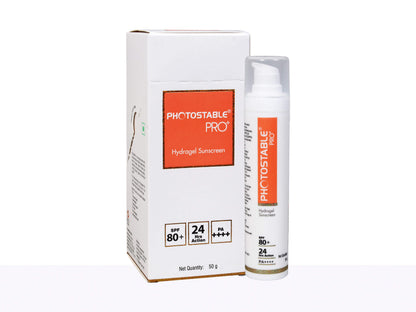 Phostable Pro Hydrogel Sunscreen packaging on a white background