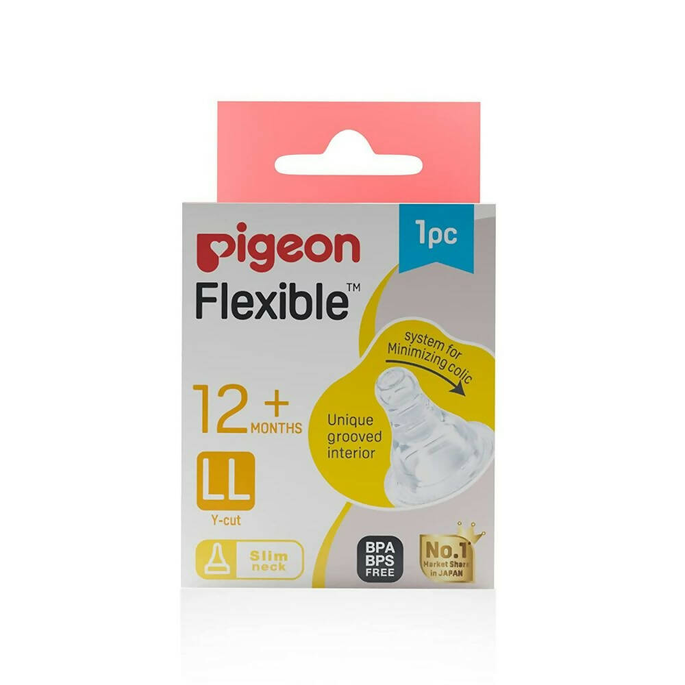 Pigeon Flexible packaging for baby bottle nipples on a white background